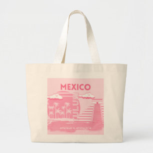 Grand Tote Bag Tulum, Mexique, Art Voyage, Art Rose