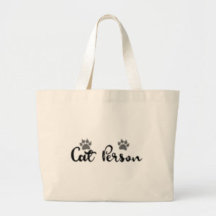Grand Tote Bag Typographie d'une personne de chat