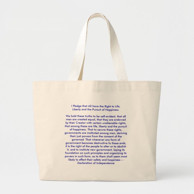 Grand Tote Bag ! ! U Créer une déclaration d'indépendance (Devant)