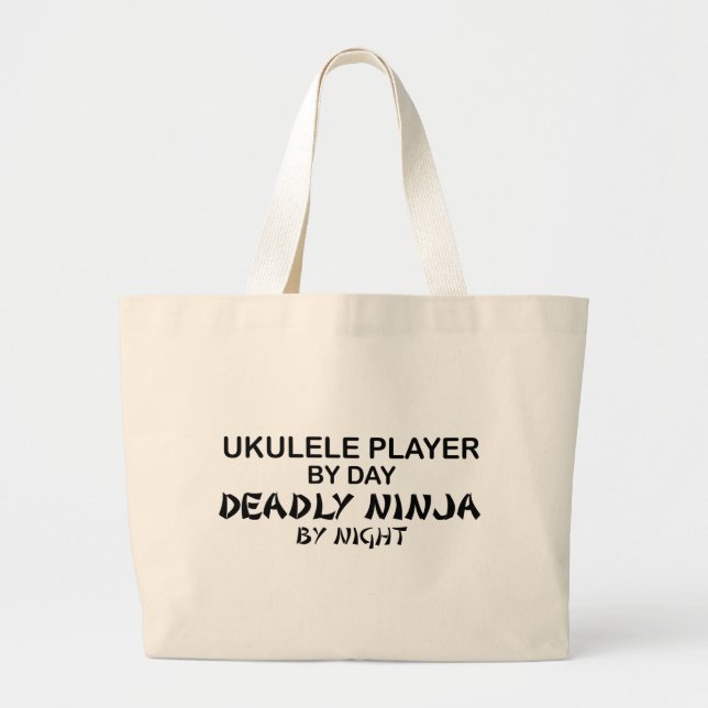 Grand Tote Bag Ukulélé Ninja mortel par nuit (Devant)