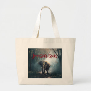 Grand Tote Bag Un éléphant asiatique dans un défrichement éclairé
