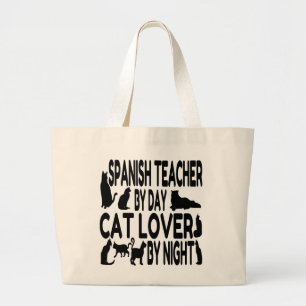 Grand Tote Bag Un enseignant espagnol aime les chats