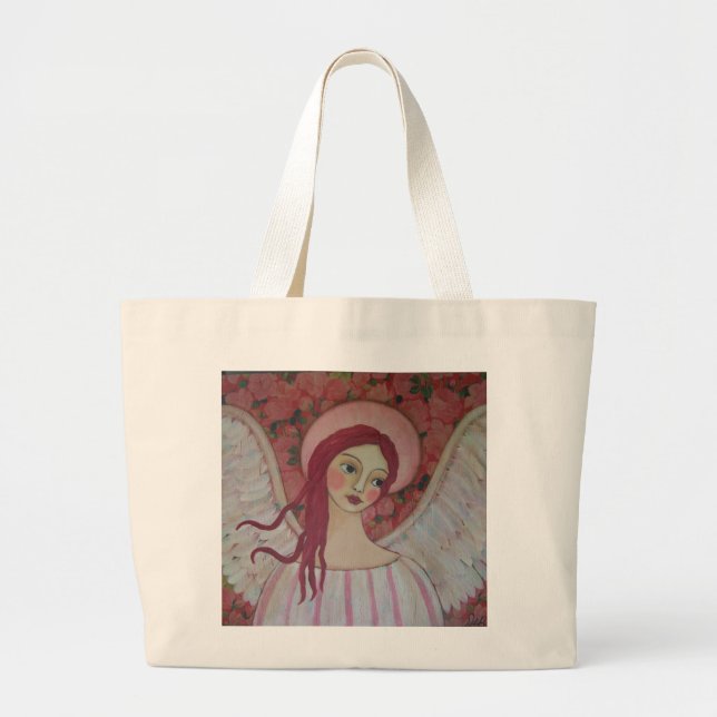 Grand Tote Bag Un lit de l'éléphant Fourre-tout de roses (Devant)