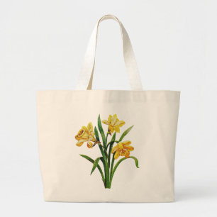Grand Tote Bag Une multitude dorée de jonquilles brodées