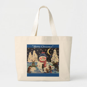 Grand Tote Bag "Une nuit magique dans la neige"
