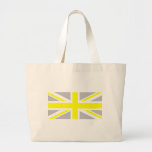 Grand Tote Bag Union Jack gris clair et jaune