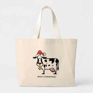 Grand Tote Bag Vache mignonne à Noël