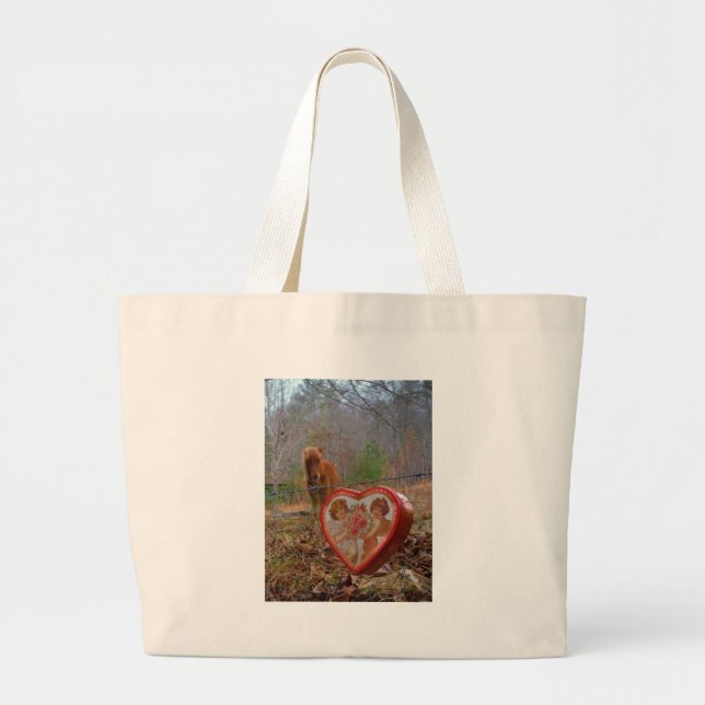 Grand Tote Bag Valentine Heart Miniature Brown Horse (Devant)