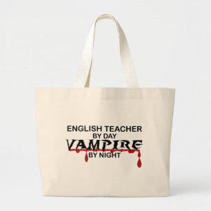 Grand Tote Bag Vampire de professeur d'Anglais par nuit