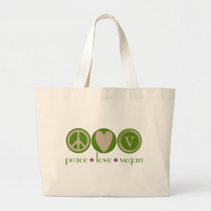 Grand Tote Bag Végétalien d'amour de paix