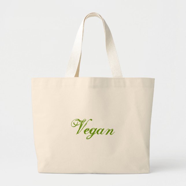 Grand Tote Bag Végétalien. Vert. Slogan. Coutume (Devant)