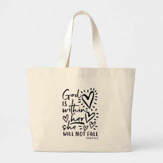 Grand Tote Bag Vers de bible du psaume 46