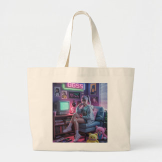 Grand Tote Bag Vibes de Gamer Girl Y2K – Technologie Rétro & Esth