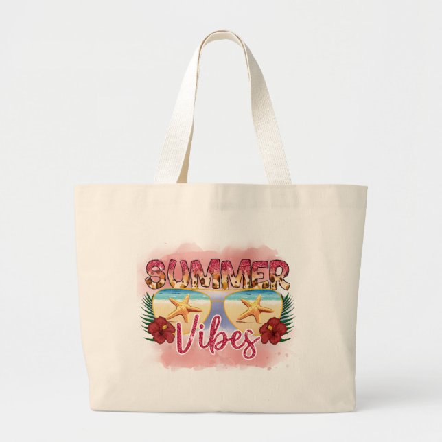 Grand Tote Bag Vibes d'été | Conception des lunettes de soleil de (Devant)