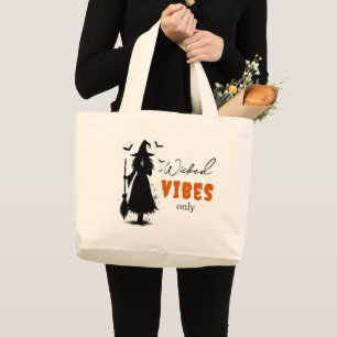Grand Tote Bag "Vibes perdues seulement" - Sorcière noire Hallowe