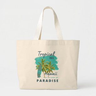 Grand Tote Bag Vibes Tropicales Hawaï Île du Paradis