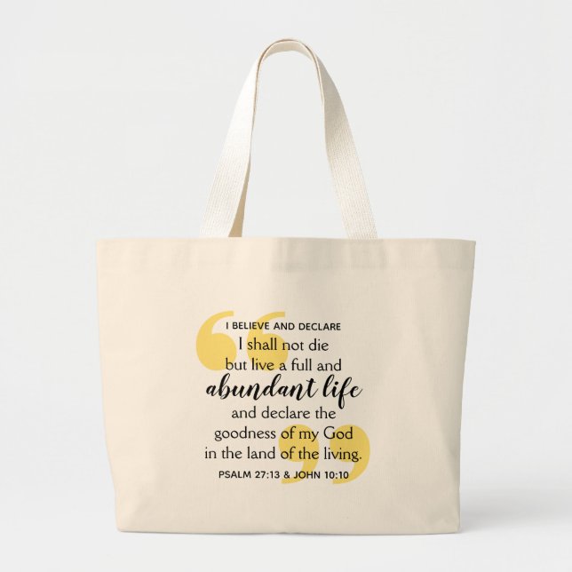 Grand Tote Bag VIE ABONDANTE Affirmation chrétienne positive (Devant)