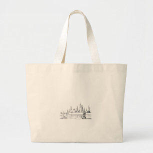 Grand Tote Bag ville fabuleuse . artwork . noir et blanc