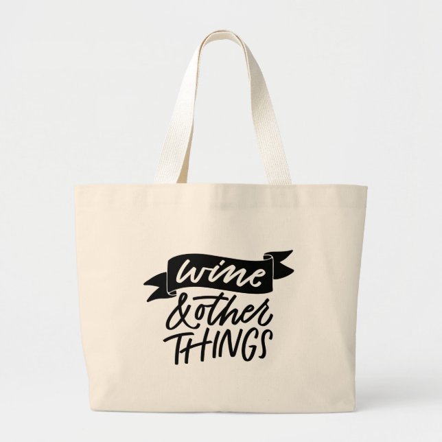 Grand Tote Bag Vin et objets Lettrés à la main (Devant)
