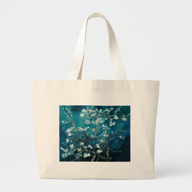 Grand Tote Bag Vincent Van Gogh Almond Blossoms Dark Turquoise (Devant)