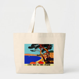 Grand Tote Bag Vintage Côte d'Azur Voyage en France