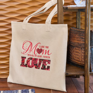 Grand Tote Bag Vintage Cute Retro Floral Love You Maman Fête des