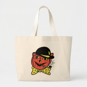 Grand Tote Bag Vintage Jack-O-Lantern Chat Halloween Citrouille A
