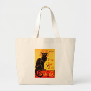 Grand Tote Bag Vintage Tournee de Conversation Noir Chat Noir