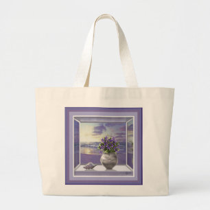 Grand Tote Bag violettes dans un bocal de lune