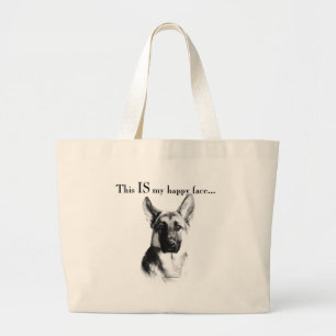 Grand Tote Bag Visage heureux de berger allemand
