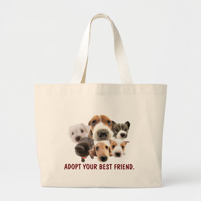 Grand Tote Bag Visages de chiot (Devant)