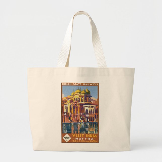 Grand Tote Bag Visiter l'Inde ~ Muttra (Devant)