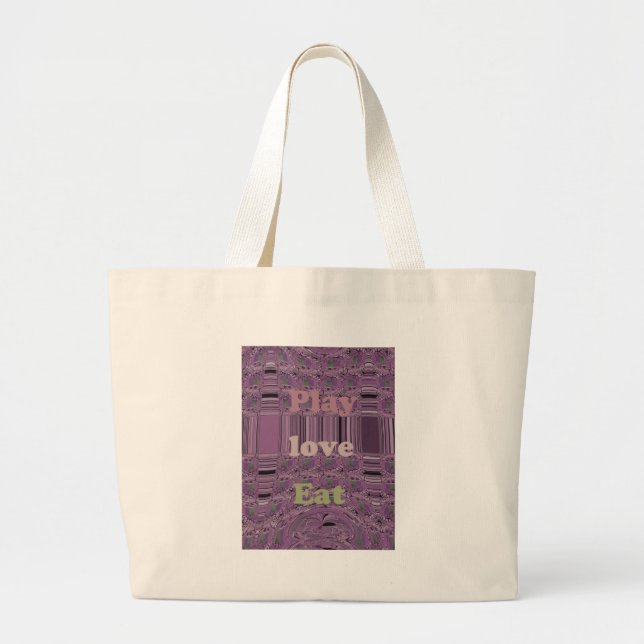 Grand Tote Bag Vivre au maximum : Manger, Amour, Jouer Design (Devant)