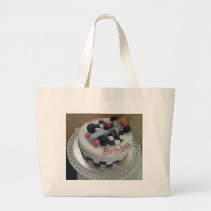 Grand Tote Bag voiture de course d'anniversaire heureuse
