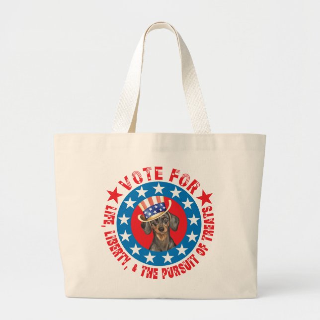 Grand Tote Bag Vote pour Dachshund (Devant)