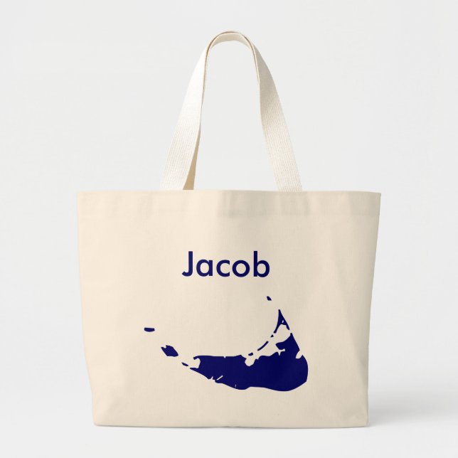 Grand Tote Bag Votre de nom bleu de Nantucket ici (Devant)