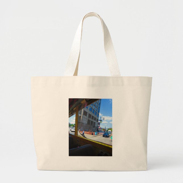 Grand Tote Bag Vues de fenêtre de bus touristique de ville (Devant)