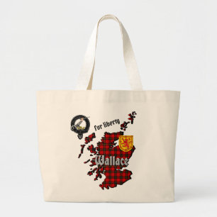 Grand Tote Bag Wallace Clan Badge & Tartan Carte de l'Écosse