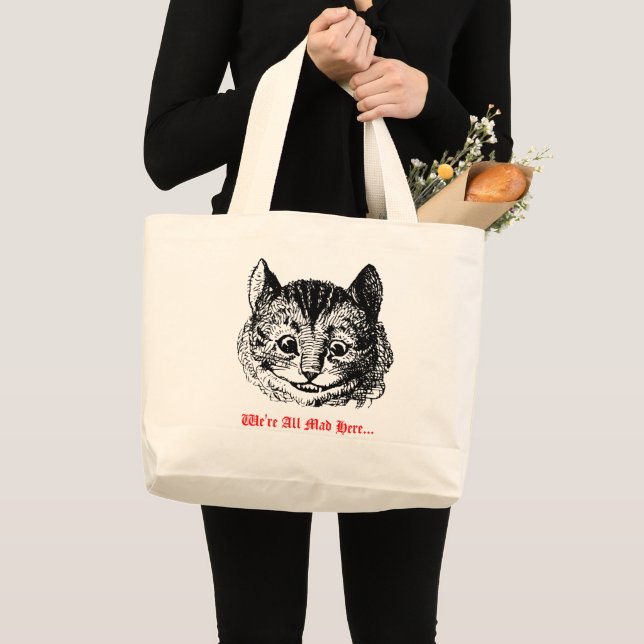 Grand Tote Bag We're All Mad Here - Cheshire Cat Wonderland (Devant (produit))