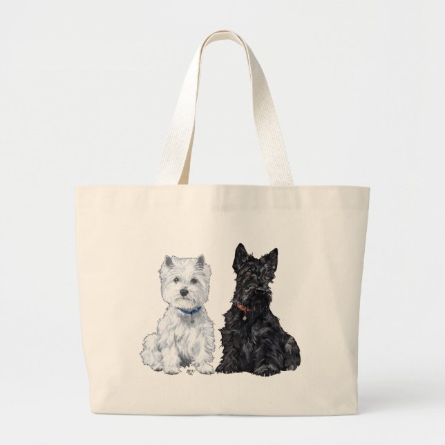 Grand Tote Bag West Highland White & Scottish Terriers (Devant)