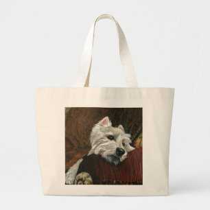 Grand Tote Bag Westie sur canapé