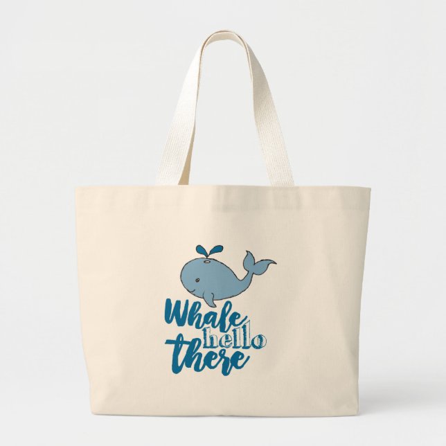 Grand Tote Bag Whale Hello There Whale Cartoon mignonne Baby Whal (Devant)
