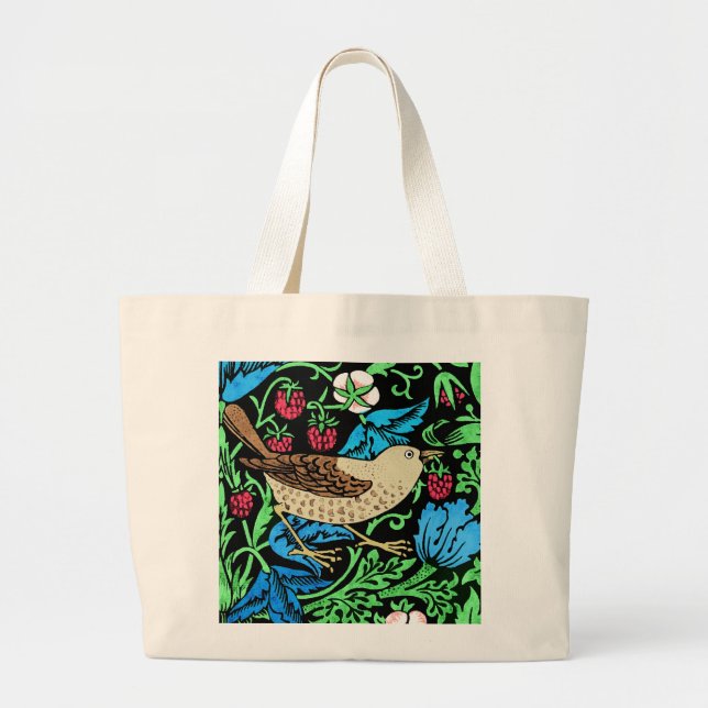 Grand Tote Bag William Morris Carreau d'oiseaux et de fleurs, sur (Devant)