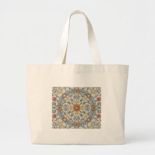 Grand Tote Bag William Morris Floral Circle Flower Illustration