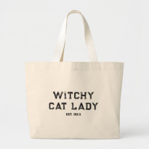 Grand Tote Bag Witchy Cat Lady Custom Est. Date Femmes en détress