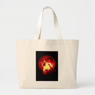 Grand Tote Bag Wolf Howling à Red Night