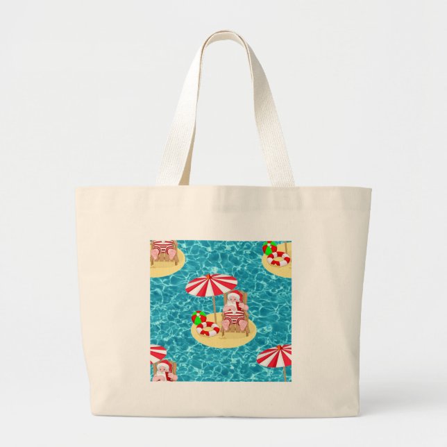 Grand Tote Bag xmas beach santa claus (Devant)