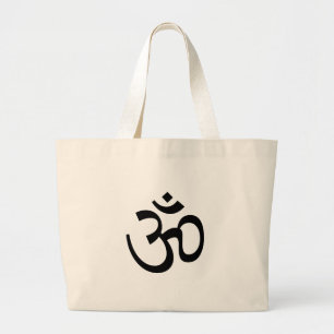 Grand Tote Bag yoga, Om Aum Icon, symbole hindouiste, blanc noir