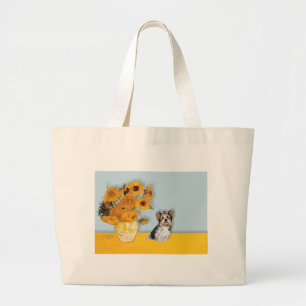 Grand Tote Bag Yorkshire Terrier (Biewer) - Fleurs de soleil