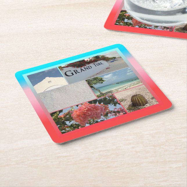 Grand Turks and Caicos Square Paper Coaster (Angled)